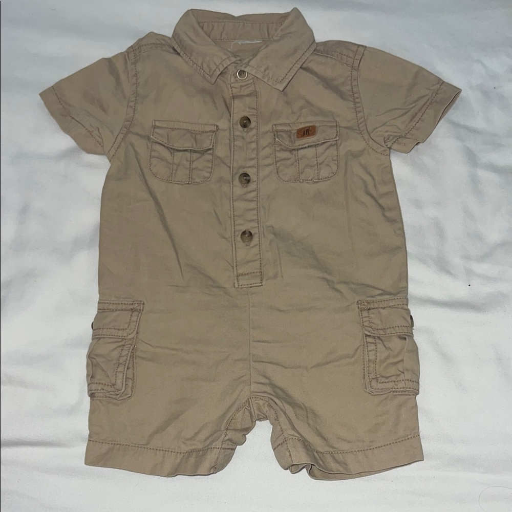 Tan Baby Boy Jungle Safari Romper (No Tag) Size 6M